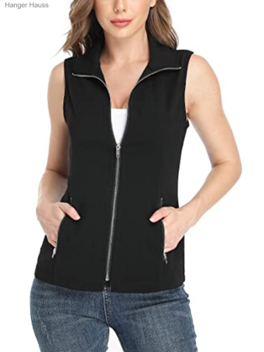 Lightweight Zip Up Utility Vest Sleeveless with Pockets Hiking Golf